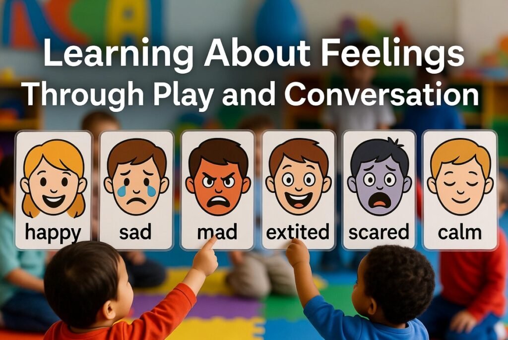 Learning about feelings through play and conversation at a day care in Cherry Hill, New Jersey